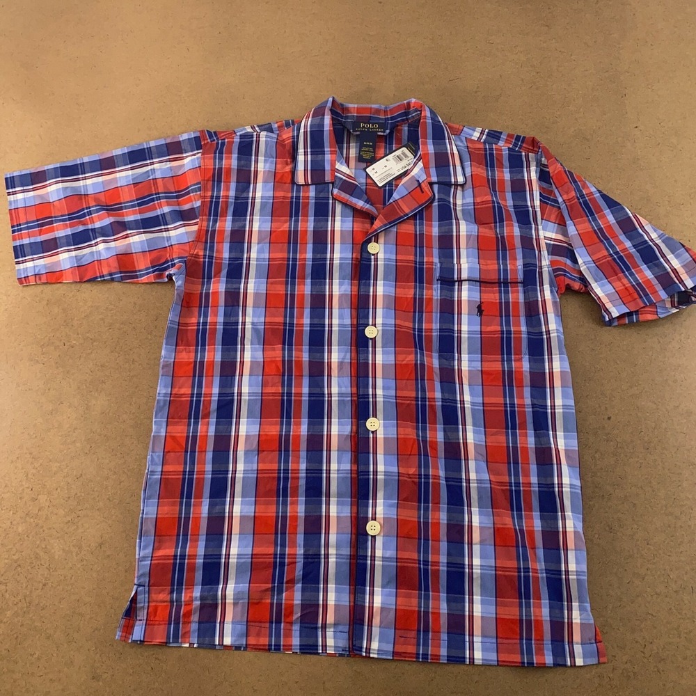 Polo Ralph Lauren Men's‎ Size Medium Colorful Plaid Short Sleeve Pajama Top NWT